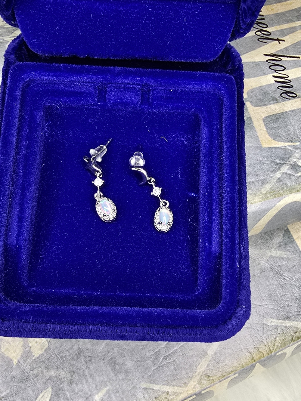 Semi Precious Gemstone Opal  Dangling Drop Earrings With S925 post